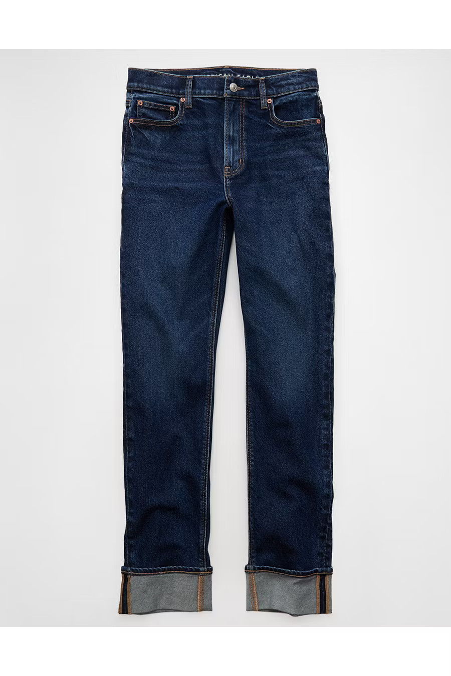 AE Stretch Super High-Waisted Straight Jean Women's Dark Rinse 2 Long | American Eagle Outfitters (US & CA)
