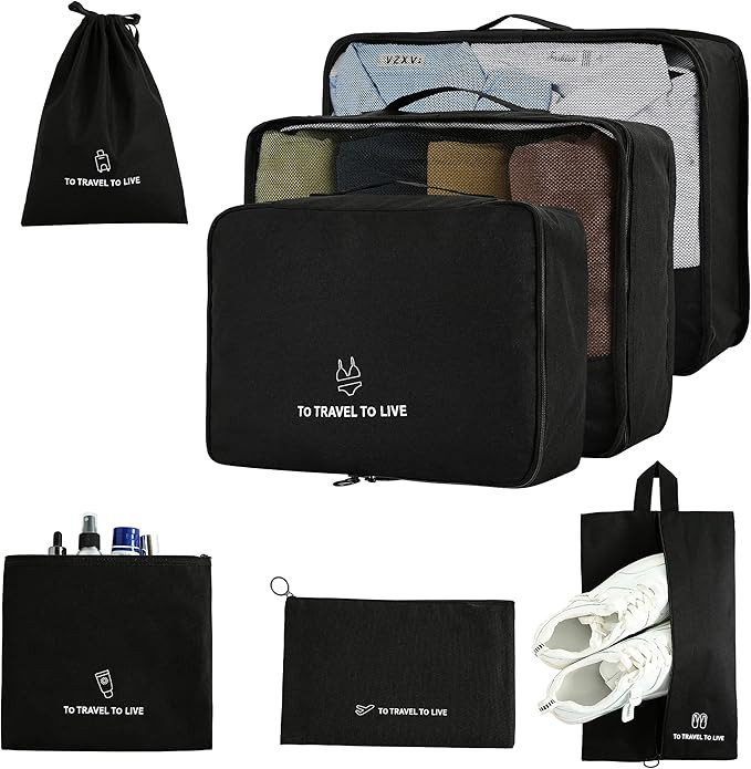 FOREMS 7 Set Packing Cubes For Suitcases Travel Luggage Organizers With Laundry Bag,Shoe Bag And ... | Amazon (US)