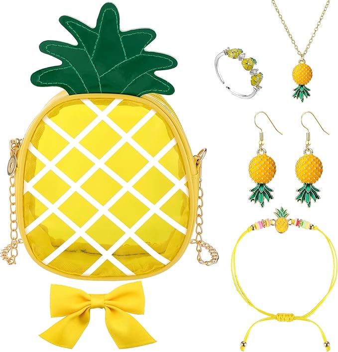 6 Pcs Fruit Jewelry Set Purse Cross Body Chain Bag Cute Dangle Earrings Necklace Bracelet Ring Bo... | Amazon (US)