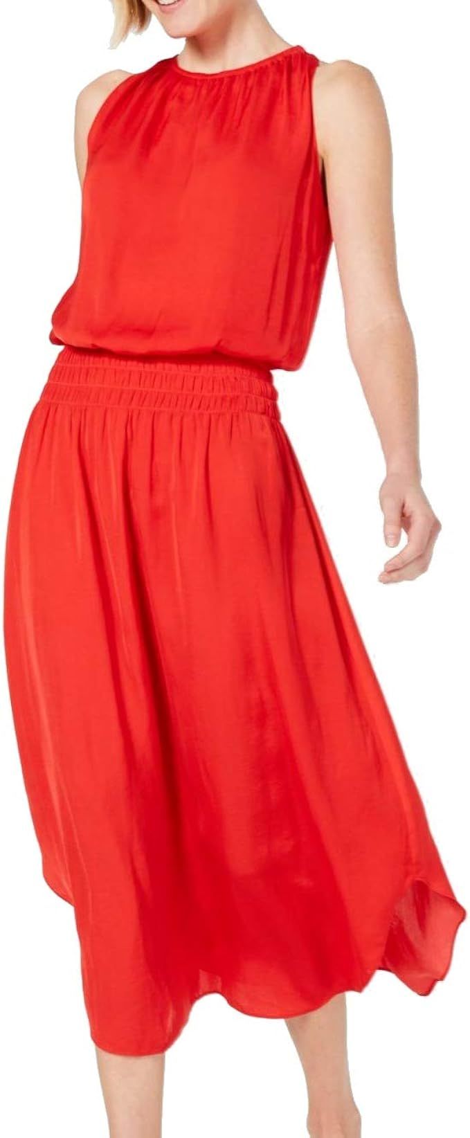 Alfani Womens Satin Smocked Midi Dress | Amazon (US)