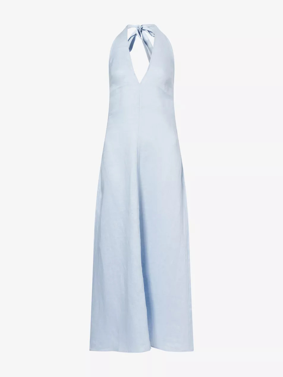 Sky Halter-Neck Linen Midi Dress | Selfridges