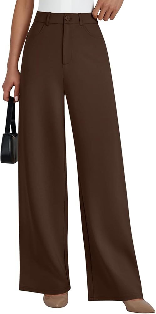 LILLUSORY Women High Waisted Stretchy Wide Leg Work Pants Business Casual Trousers with Pockets 2... | Amazon (US)