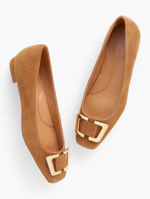 Sutton Buckle Suede Flats | Talbots