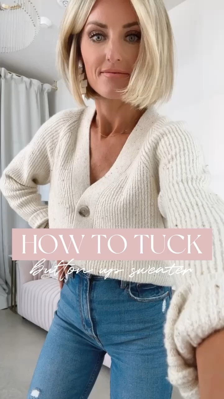 How I tuck my sweaters into denim! I am wearing an XS in this cardigan! It comes in a few other colors too 👏 25 in the denim! 

Loverly Grey, style tip 

#LTKSeasonal #LTKFind #LTKstyletip
