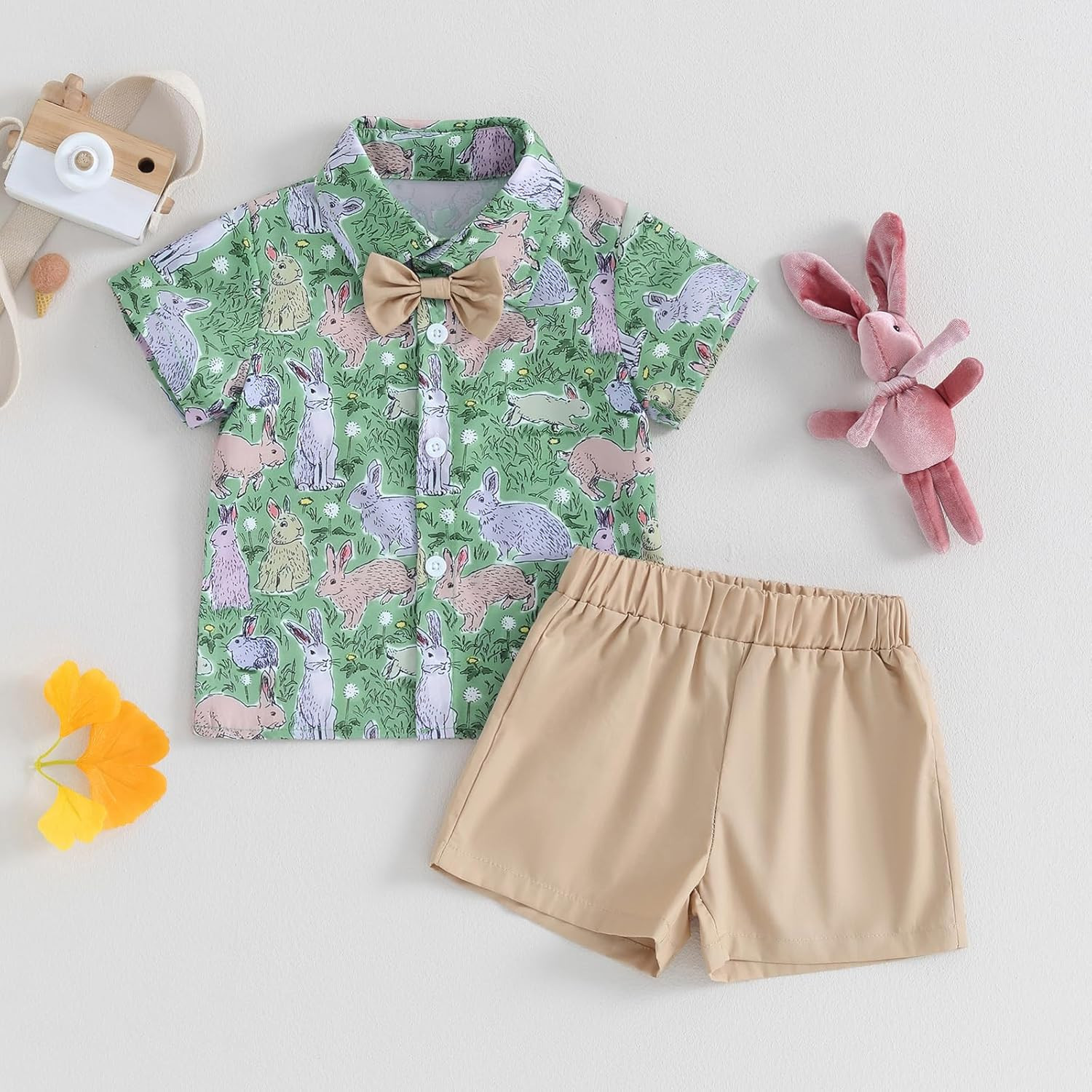 Toddler Baby Boy Summer Clothes Set Easter Bunny Short Sleeve Button Down Shirt Shorts Gentleman ... | Amazon (US)