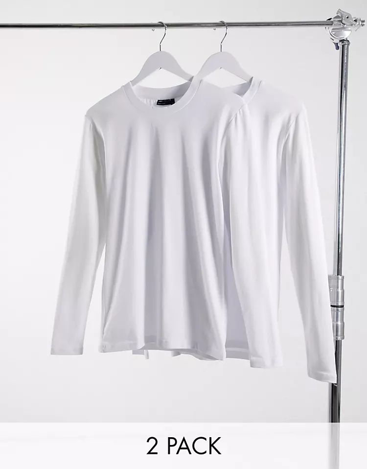 ASOS DESIGN Organic Cotton Blend 2 pack long sleeve t-shirt with crew neck | ASOS | ASOS (Global)