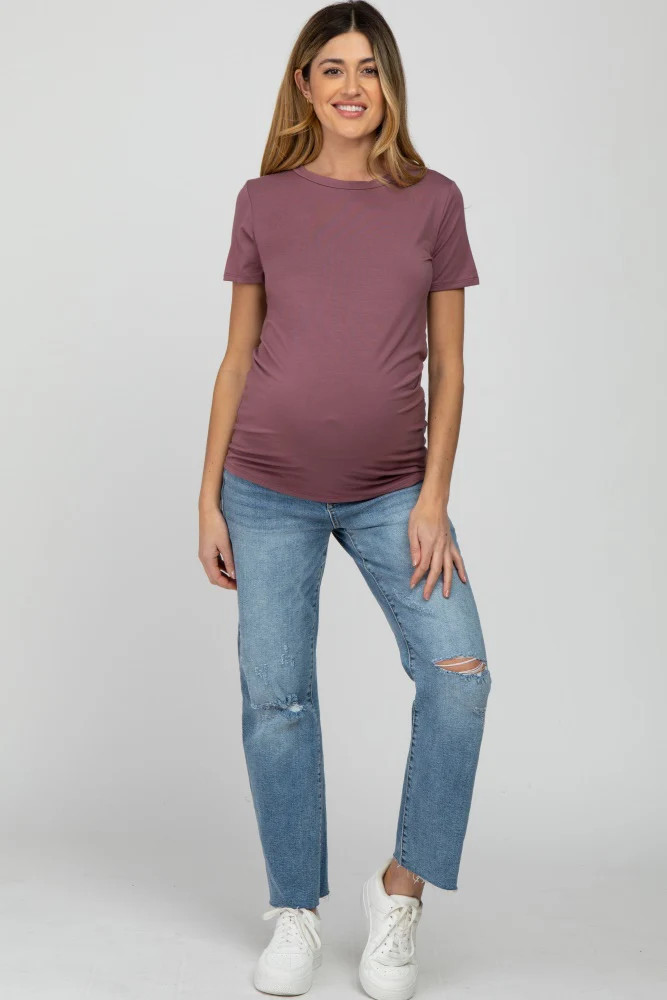 Mauve Basic Short Sleeve Maternity Top | PinkBlush Maternity
