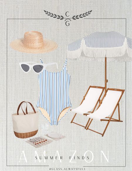 Amazon summer finds, Amazon beach chairs, amazon picnic basket, amazon sunglasses, Amazon outdoor umbrella, amazon beach hat, Amazon swimsuit, amazon one piece swimsuit, Mother’s Day, mother’s day gifts, summer vacation, beach vacation. Callie Glass @glass_alwaysfull 


#LTKGiftGuide #LTKSeasonal #LTKSwim