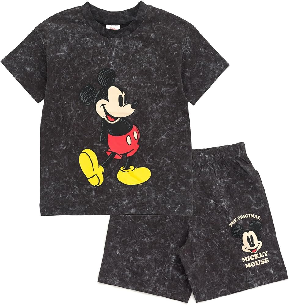 Disney Mickey Mouse Vintage Wash T-Shirt and Shorts Outfit Set Toddler to Big Kid Sizes (2T - 10-... | Amazon (US)