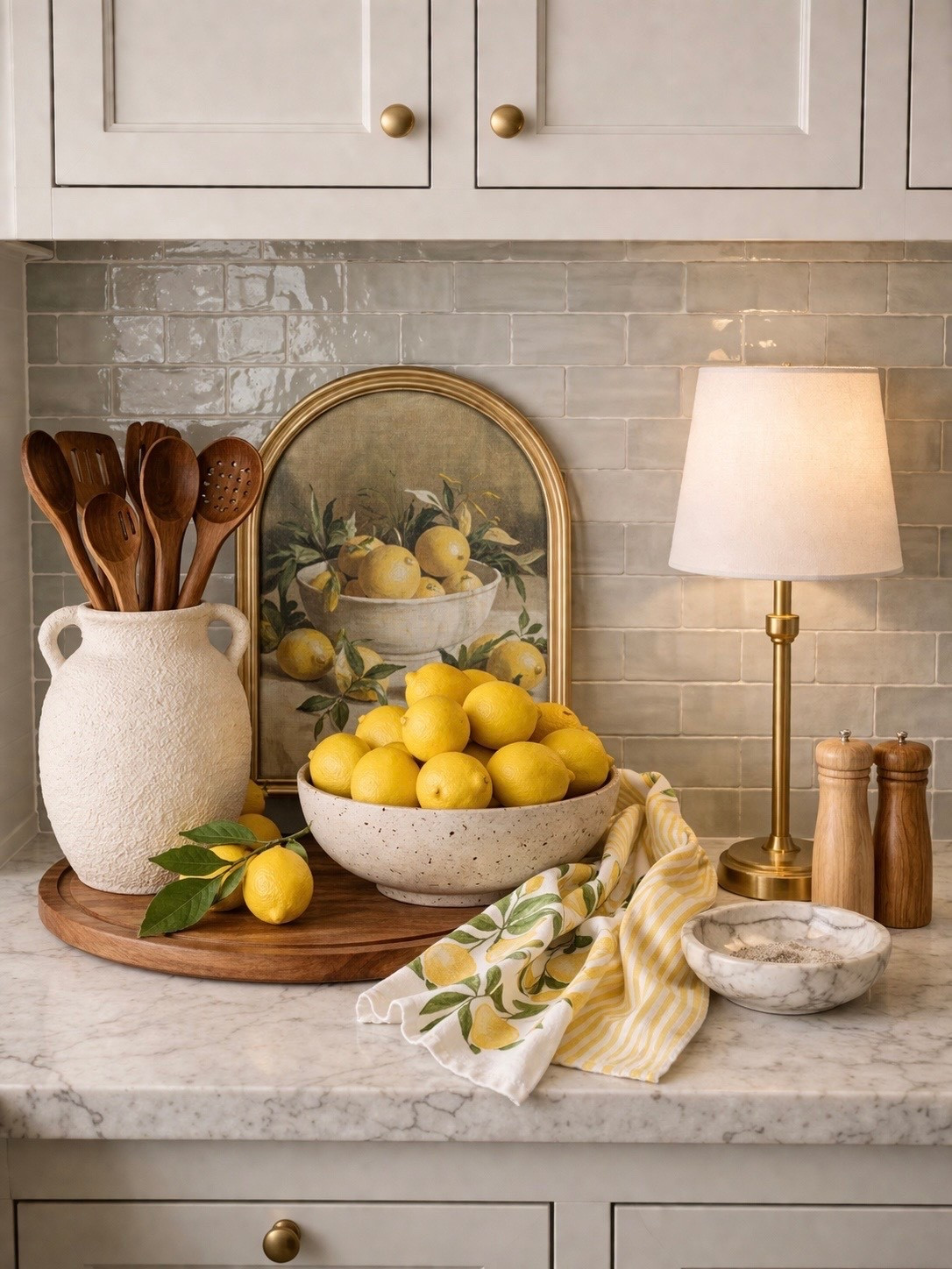 Bright & Fresh Kitchen Counter Finds from Amazon 🍋 

Follow @farmtotablecreations on Instagram for more home finds you’ll love 🤍

These simple Amazon pieces instantly elevate a kitchen. The textured vase with wood utensils, the lemon artwork, and that oversized bowl create the prettiest, fresh spring vignette. Everything feels warm, collected, and high-end without overcomplicating the space. Perfect for adding a pop of color while keeping that neutral, timeless look.

#kitchenfinds #amazonhome #kitchendecor #counterdecor #vase #kitchenaccessories #homedecor #woodaccents #tablelamp #neutraldecor

#LTKSeasonal #LTKHome #LTKSaleAlert