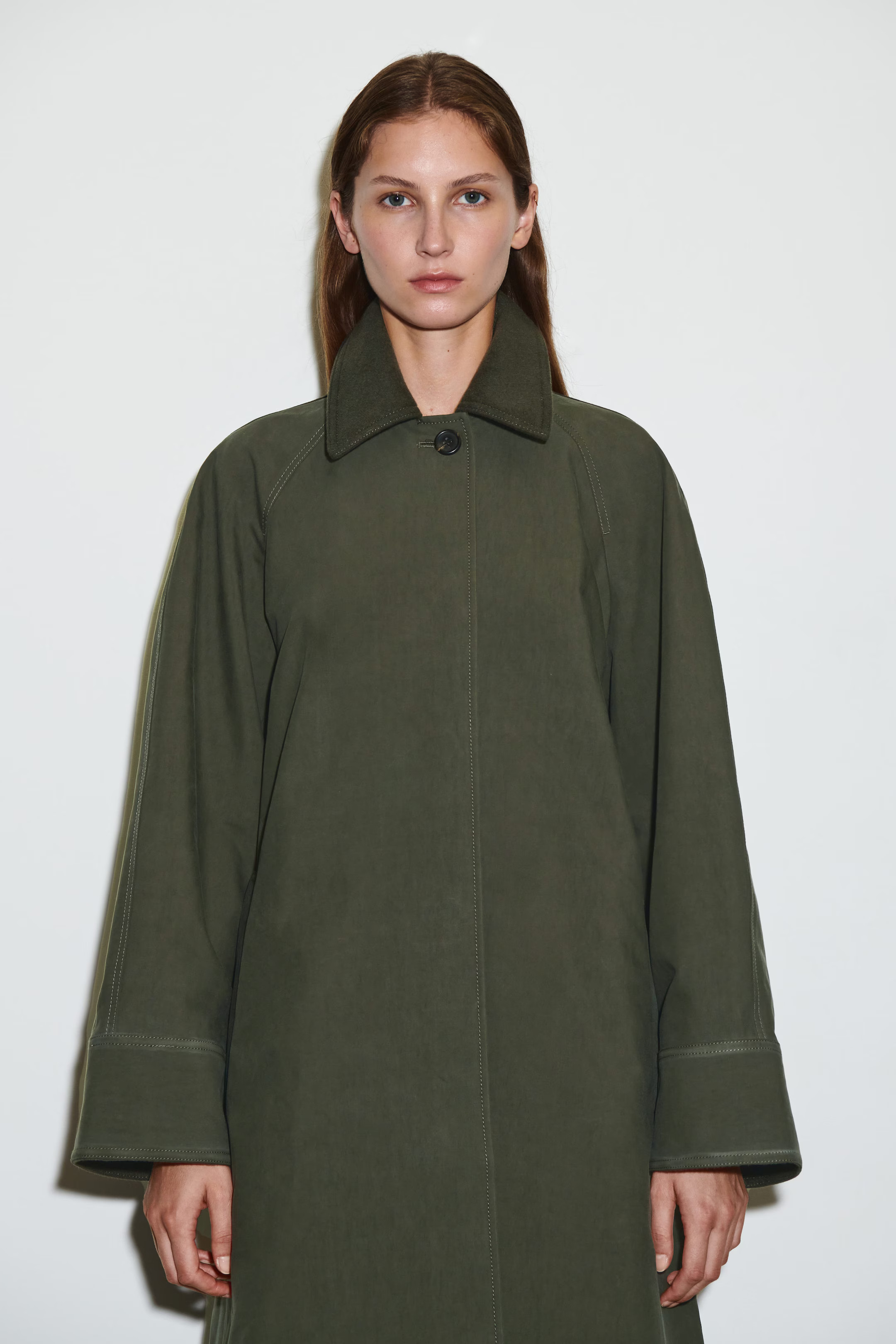 WOOL-TRIMMED CAR COAT - DARK KHAKI | COS GB | COS UK