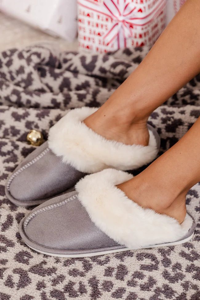 I'm Walking On Air Grey Slippers DOORBUSTER | Pink Lily