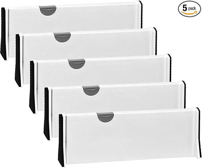 JONYJ Drawer Dividers Organizer 5 Pack, Adjustable Separators 4" High Expandable from 11-17" for ... | Amazon (US)