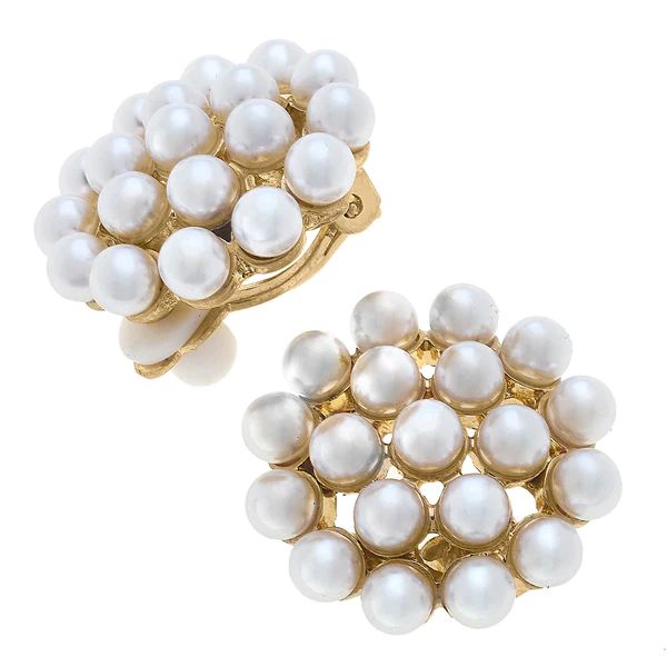 Everly Pearl Cluster Clip-On Earring in Ivory | CANVAS
