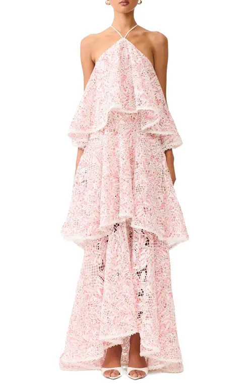Elliatt Valencia Floral Tiered Gown in Pink Multi at Nordstrom, Size Xx-Small | Nordstrom