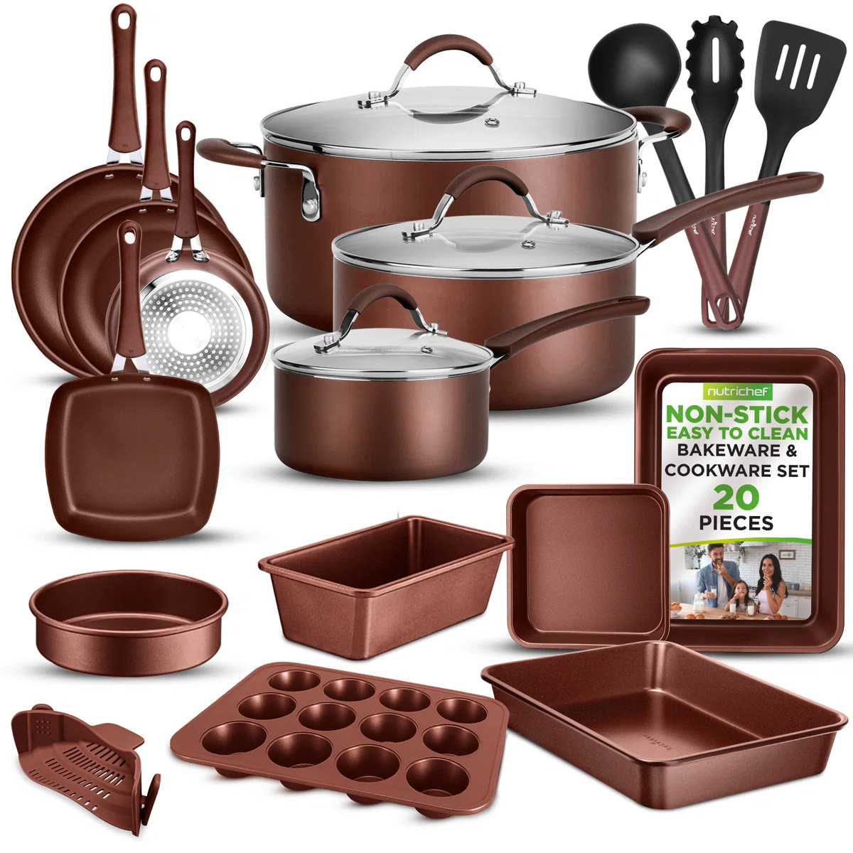 20 - Piece Non-Stick Aluminum Cookware Set | Wayfair North America