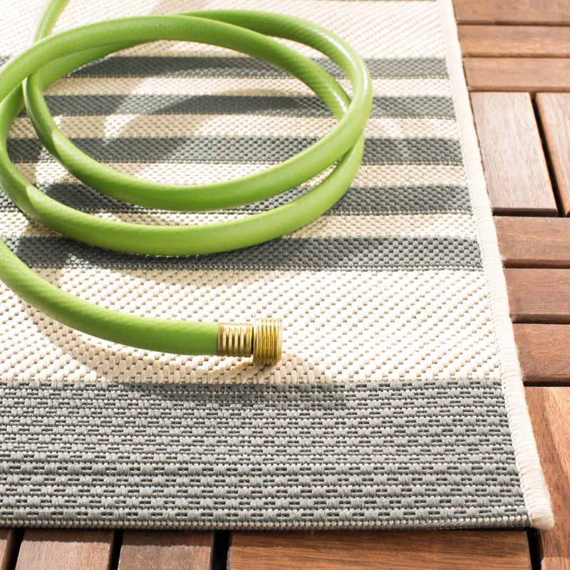 Amalia Striped Indoor / Outdoor Area Rug in Gray/Bone | Wayfair North America