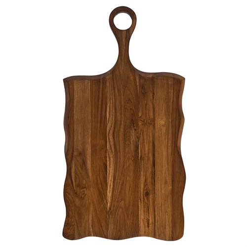 Juliska Puro Updated Traditional Brown Teak Rectangular Serving Board | Kathy Kuo Home
