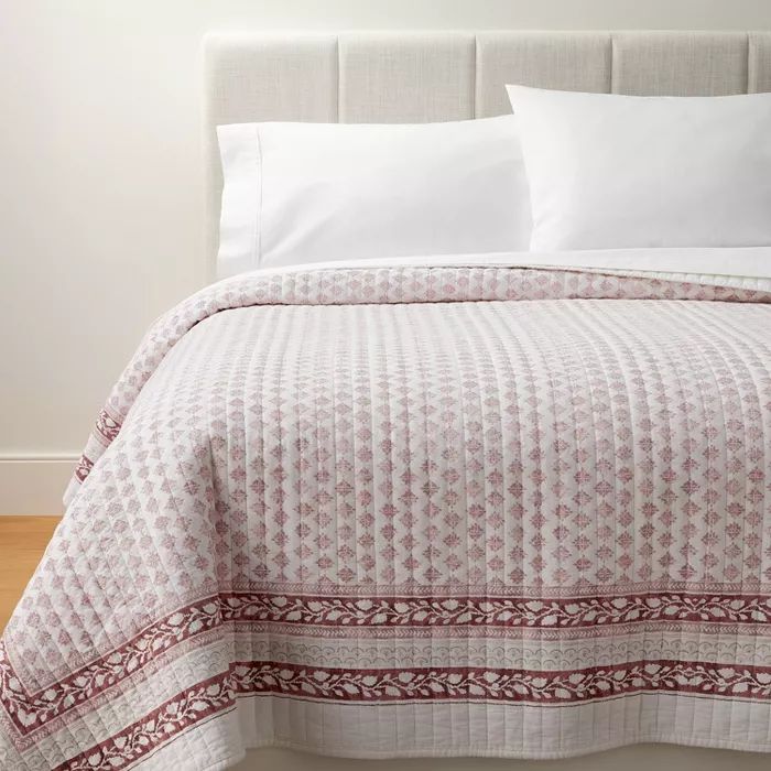 Decorative Border Cotton Slub Wood Block Print Quilt Mauve - Threshold™ designed with Studio Mc... | Target