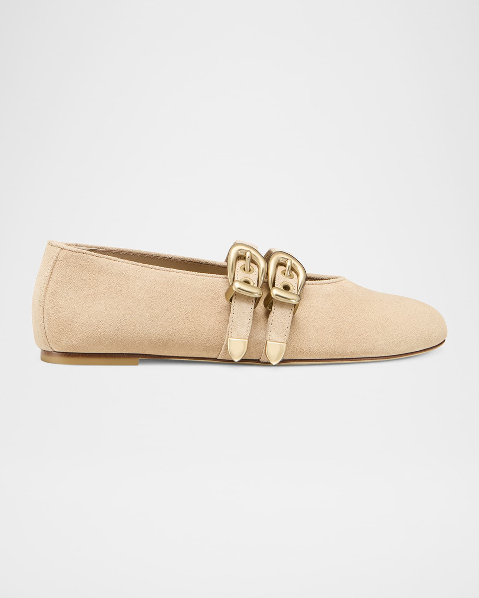 Maven Suede Buckle Mary Jane Ballerina Flats | Neiman Marcus