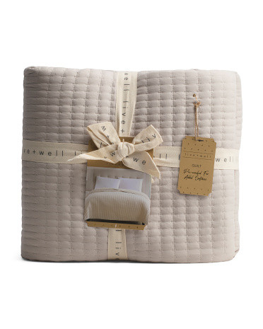 Stone Channel Stitched Quilt | TJ Maxx