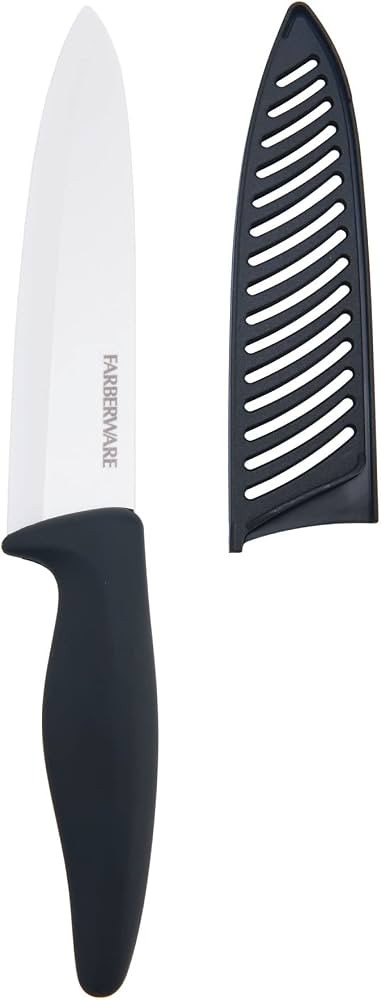 Farberware 6-inch Ceramic Chef knife with Blade Cover & Black Soft-Grip Handle, White (5226732) | Amazon (US)
