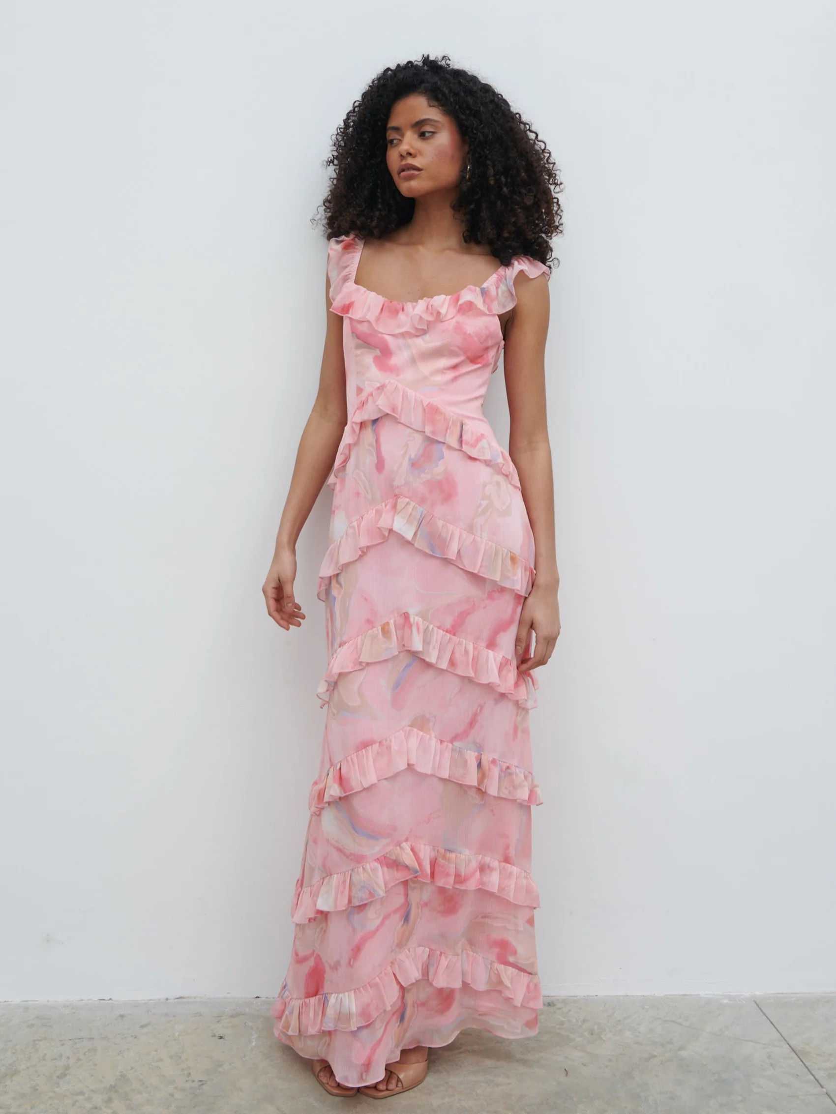 Cecile Scoop Neck Ruffle Maxi Dress | Pretty Lavish (UK)