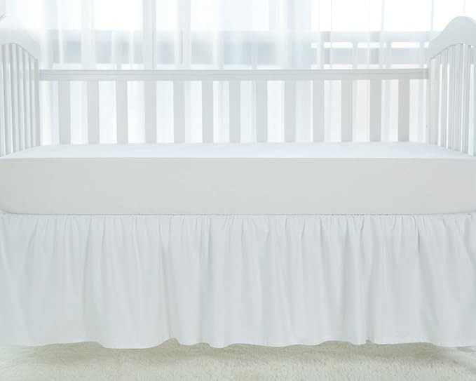 TILLYOU White Crib Skirt Dust Ruffle, 100% Natural Cotton, Nursery Crib Toddler Bedding Skirt for... | Amazon (US)