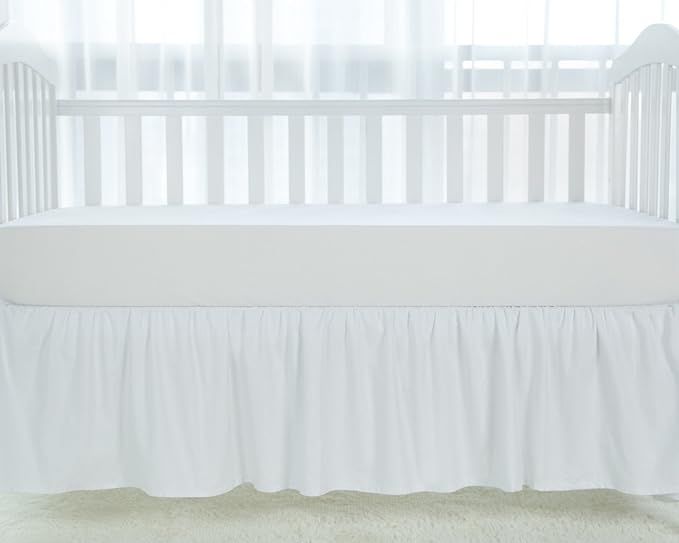 TILLYOU White Crib Skirt Dust Ruffle, 100% Natural Cotton, Nursery Crib Toddler Bedding Skirt for... | Amazon (US)