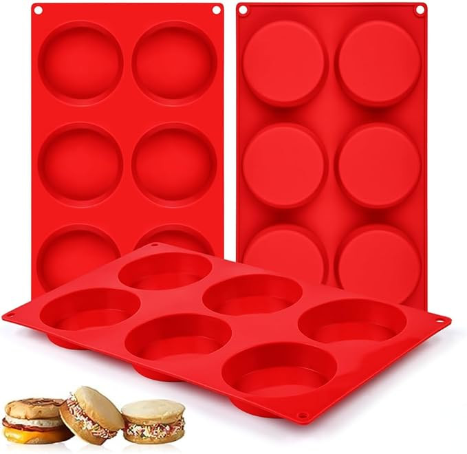 Amazon.com: CAKETIME Muffin Top Pan, Silicone Egg Molds for Breakfast Sandwiches 3 Inch Round Sil... | Amazon (US)