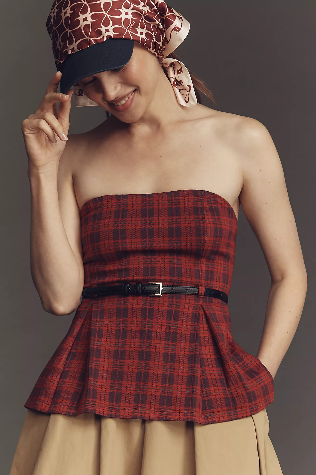 Maeve Tartan Plaid Strapless Top | Anthropologie (US)