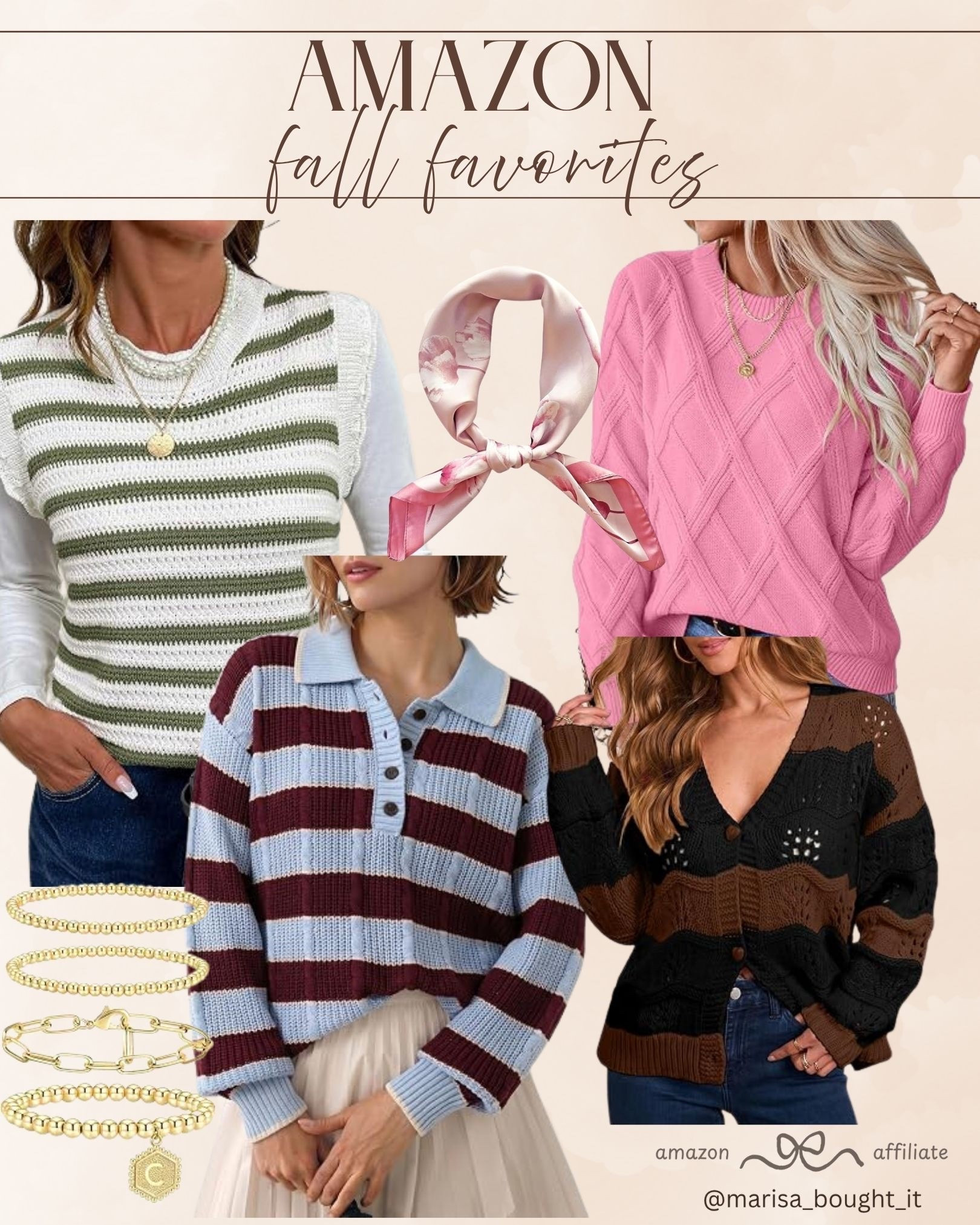 Add a pop of color and texture to your cozy season wardrobe! 💖

Between classic striped knits, vibrant pink sweaters, and chic pointelle cardigans, these fall favorites are so stylish.
Styling these soft knit tops with silk scarves and layered gold bracelets creates the perfect polished look! 🍁

#amazonfashion #fallfavorites #sweaterweather #knitwear #fallstyle #stripedknit #ltkfall #cozystyle

#LTKootd #LTKSeasonal