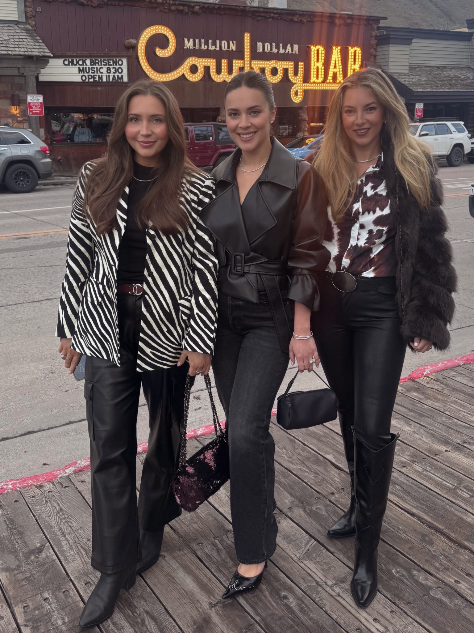 Cowboy chic but make it fashion 🤎✨ Stepping out in Jackson Hole with a statement zebra blazer moment + all-black leather for that elevated western vibe. This H&M zebra blazer is almost gone (!!) and the mix of textures with leather pants, sleek booties, and my vintage Chanel sequin bag = the perfect night-out look in Wyoming.

Perfect for: fall outfits, western glam, girls trips, dinner in Jackson Hole, and elevated casual nights out.

#LTKStyle #LTKFinds #JacksonHoleStyle #WesternChic #ZebraPrint #HMStyle #LeatherPantsOutfit #FallOutfits #CowgirlChic #NightOutLook #DesignerOnABudget #ChanelVintage #TheRealRealFinds #WyomingStyle

#LTKSeasonal #LTKMidsize #LTKootd #LTKTravel
