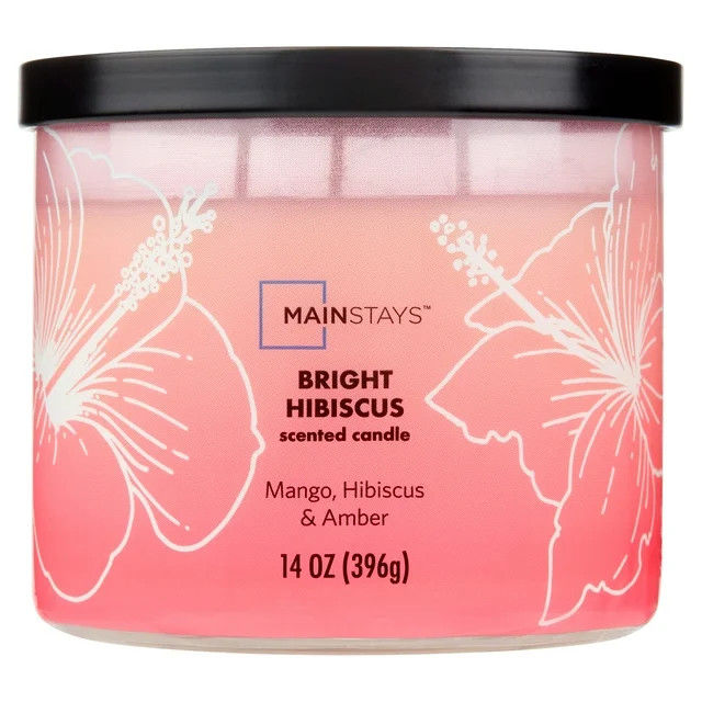 Mainstays 3-Wick Ombre Wrap Bright Hibiscus Scented Candle, 14 oz - Walmart.com | Walmart (US)