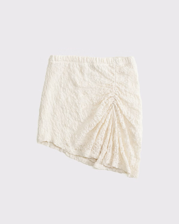 Mid Rise Asymmetrical Hem Midi Skirt | Abercrombie & Fitch (US)