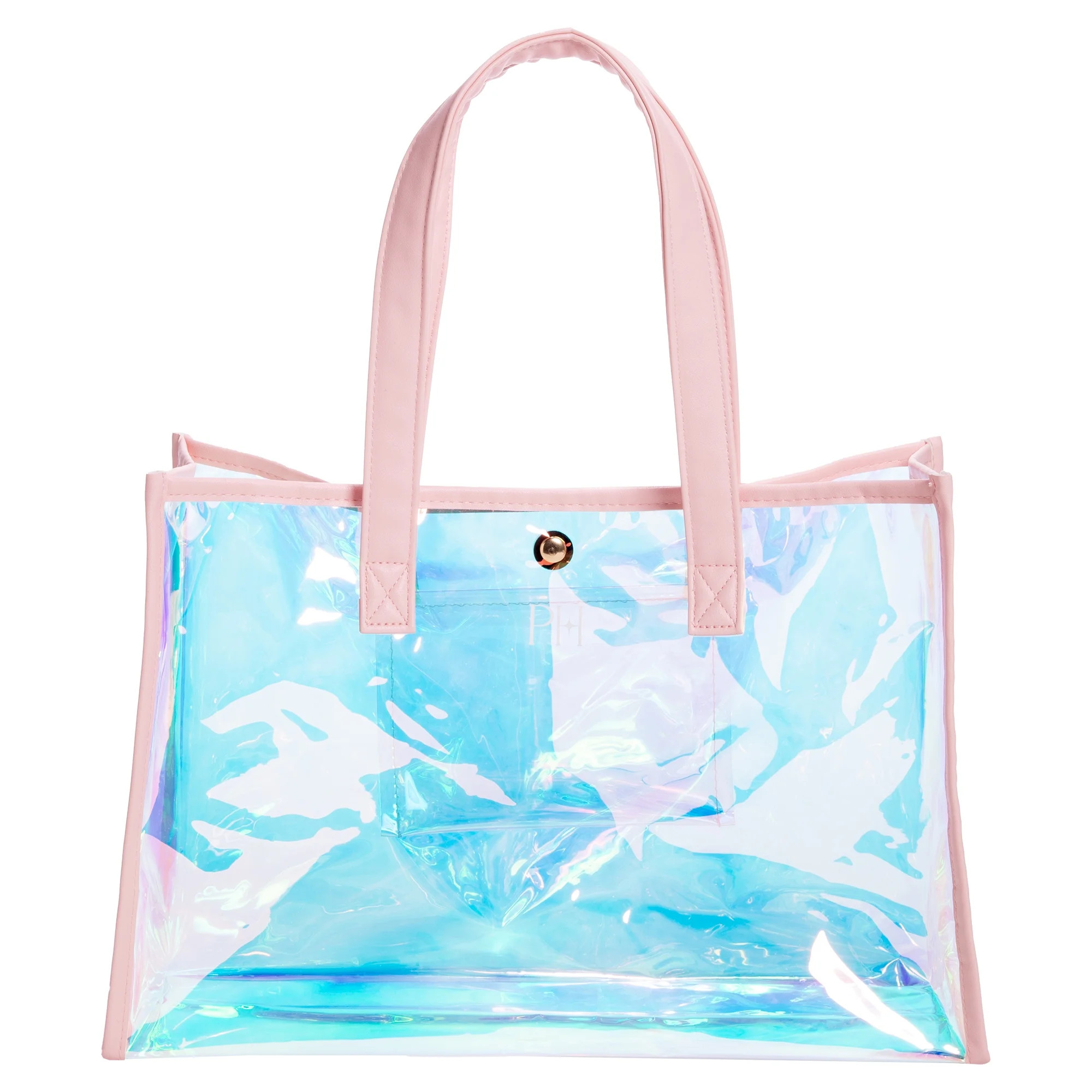 Paris Hilton Clear Iridescent Tote Bag with Magnetic Snap Closure & Interior Pocket, 15 in x 10 i... | Walmart (US)
