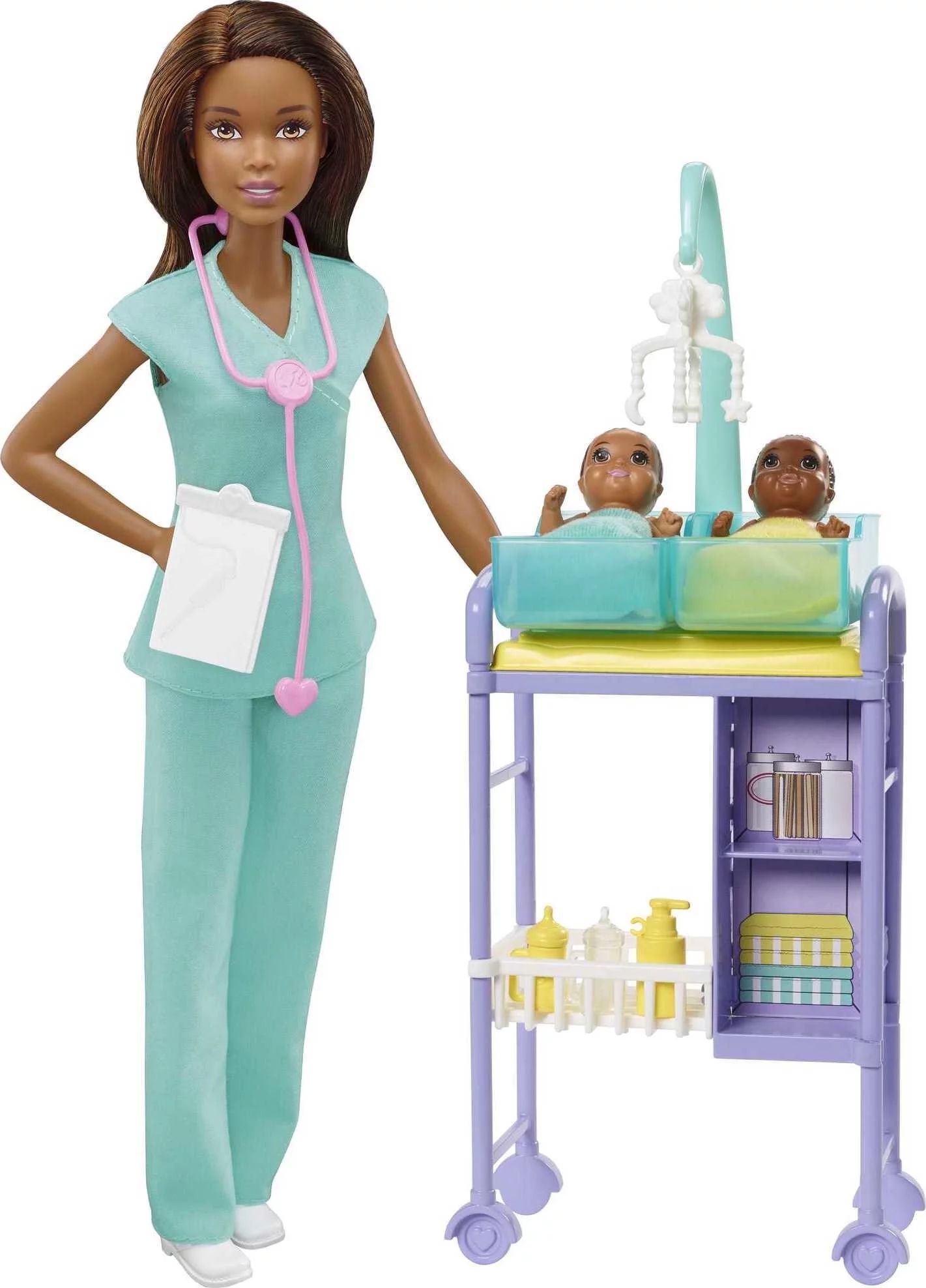 Barbie Careers Baby Doctor Playset with Brunette Fashion Doll, 2 Baby Dolls, Furniture & Accessor... | Walmart (US)