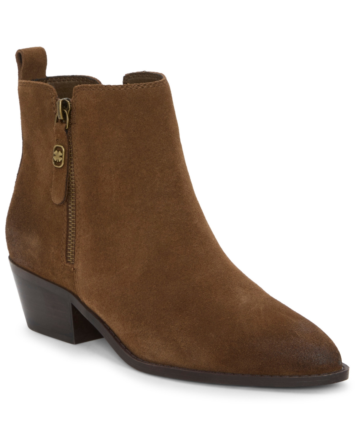 Lucky Brand Women's Ailein Pointed Toe Zipper Ankle Booties - Desert Palm Suede | Macy's