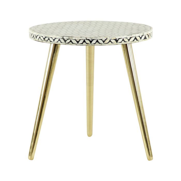 Round Table Metal And Wood Black and Gold- Olivia & May | Target