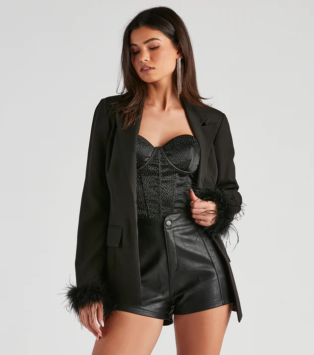 Feelin' Fancy Feather Trim Blazer | Windsor Stores