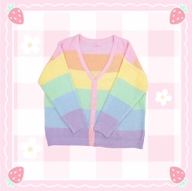 Rainbow cardigan, Rainbow sweater, Rainbow clothes, fairy kei, Kawaii clothing - Pastel clothing ... | Etsy (CAD)
