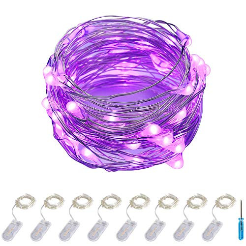 ITART Purple LED String Lights Battery Powered Set of 8 Mini Fairy Lights 20 LED 6ft Thin Wire Rope  | Amazon (US)