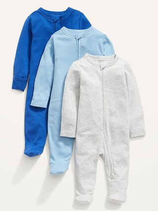 Unisex 1-Way Zip Sleep & Play One-Piece 3-Pack for Baby | Old Navy (US)