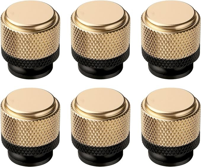 Guoharda Drawer Knob 6 Pack 1" Cabinet Knob Aluminum Knob for Drawer Pulls Gold and Black Oxidati... | Amazon (US)