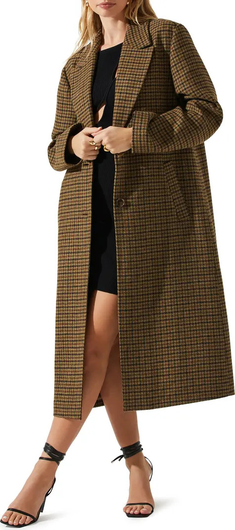ASTR the Label Sonya Houndstooth Longline Coat | Nordstrom | Nordstrom