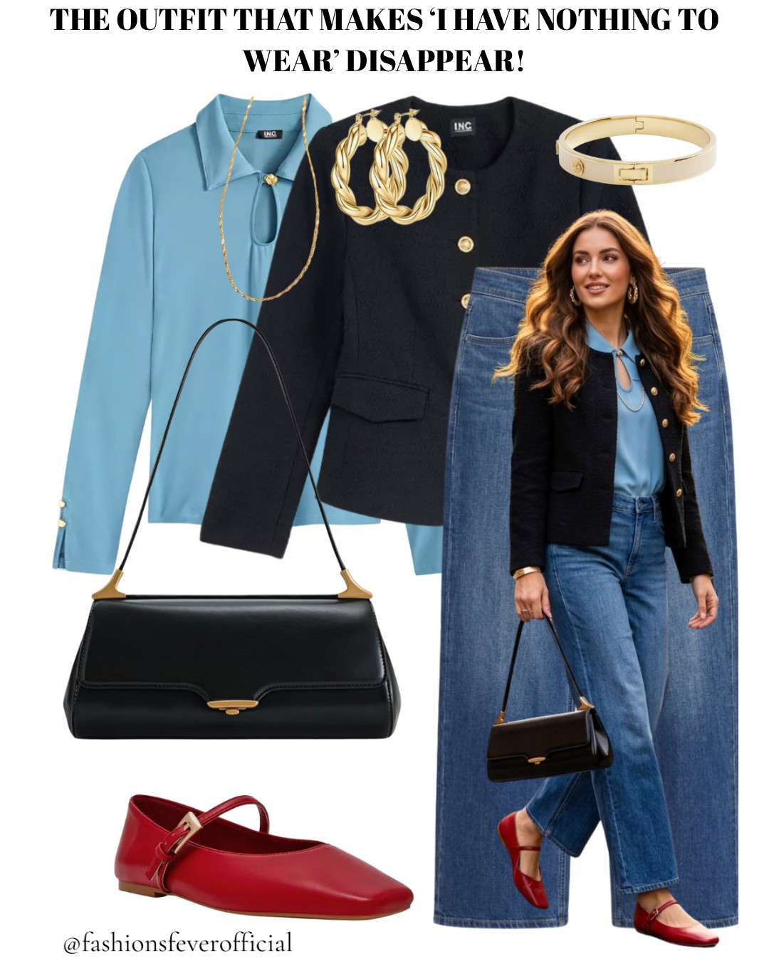 Fall outfits women!

“The outfit that makes ‘I have nothing to wear’ disappear.”

Fall doesn’t need ten new pieces, it needs one combo that just works. A sky blue polo under a cropped black tweed jacket, wide-leg denim, and red flats to break up all that neutral with a pop of color. Gold hoops and a stack of jewelry pull it together without trying too hard.

This is the kind of outfit that gets pulled together in five minutes flat and still looks intentional. Quiet luxury, elevated casual, done.

Save this for the next time getting dressed feels harder than it should.

#FallOutfitIdeas #FallStyle2026 #CasualChic #ElevatedCasual #QuietLuxuryStyle #WideLegJeans #TweedJacket #FallFashionInspo #StyleOnABudget #OOTD #AmericanStyle #FallCapsuleWardrobe #EffortlessStyle #StreetStyleFall #CasualOutfitIdeas #LTKFall

#LTKSeasonal #LTKootd