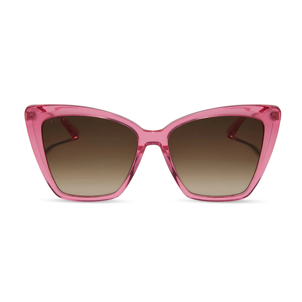 BECKY II - CANDY PINK CRYSTAL + BROWN GRADIENT SUNGLASSES | DIFF Eyewear