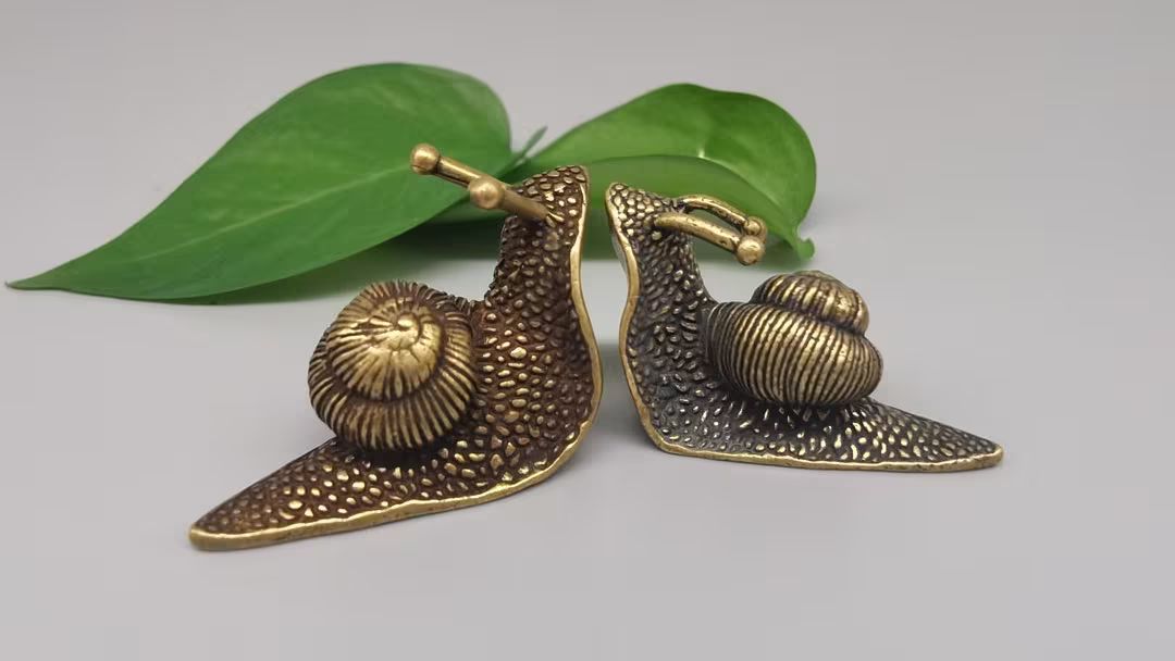 Two pure copper mini snails, animal ornaments, antique desk copper tea set living room ornaments | Etsy (US)