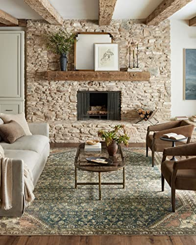 Loloi Magnolia Home by Joanna Gaines Banks Collection BAN-02 Denim/Clay 8'-6" x 11'-6", .13" Pile Height, Machine Washable, Area Rug | Amazon (US)