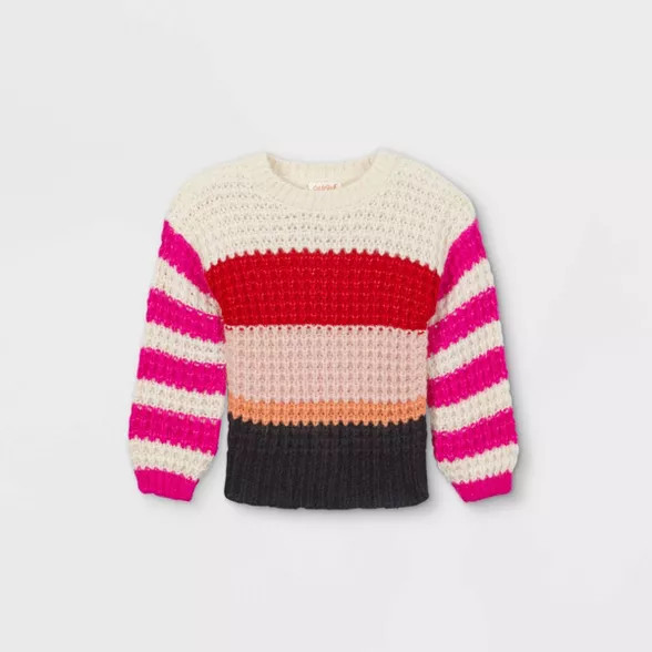 Toddler Girls' Color Block Pullover Sweater - Cat & Jack™ | Target